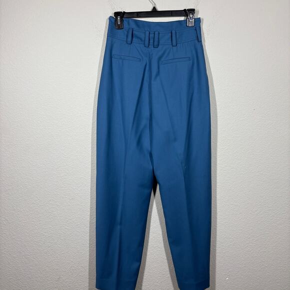 Zimmermann 1 Wool Pleated Paperbag Pants Blue Button Up High Waisted /4-6 US - Picture 4 of 13